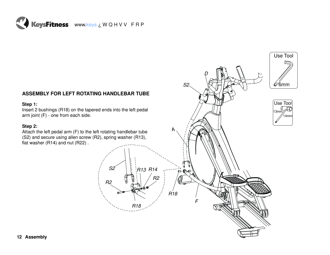 Keys Fitness KF-E4.0 owner manual S2 R13 R14 