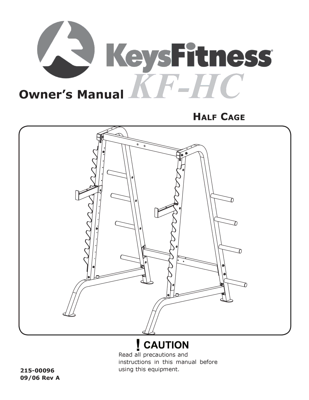 Keys Fitness KF-HC owner manual Half Cage 