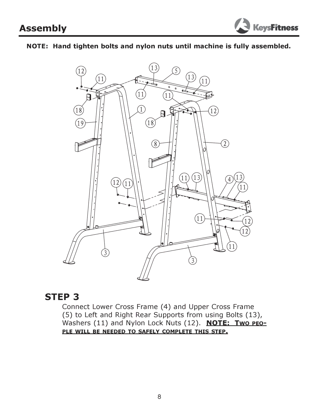 Keys Fitness KF-HC owner manual PLE will be Needed to Safely Complete this Step 