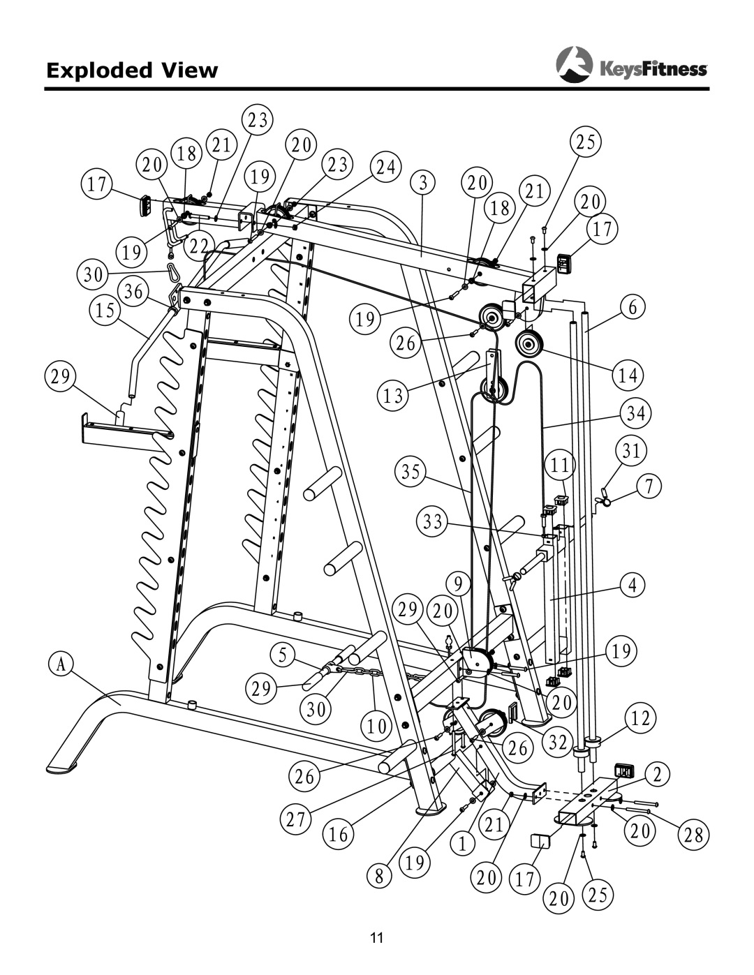 Keys Fitness KF-HCL owner manual Exploded View 