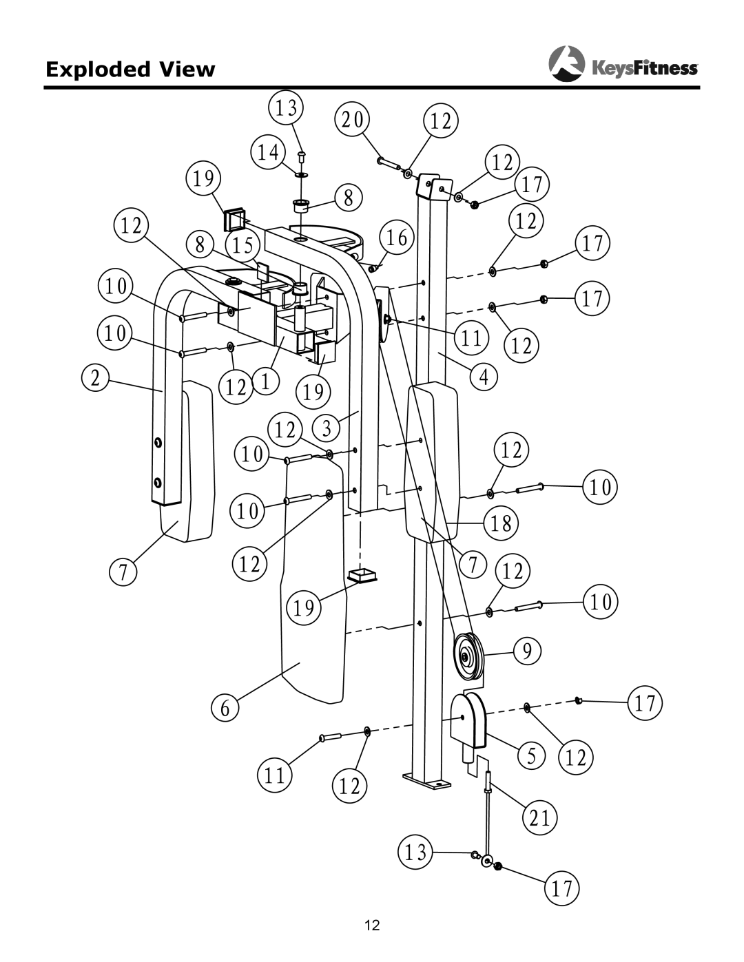 Keys Fitness KF-HCP owner manual Exploded View 