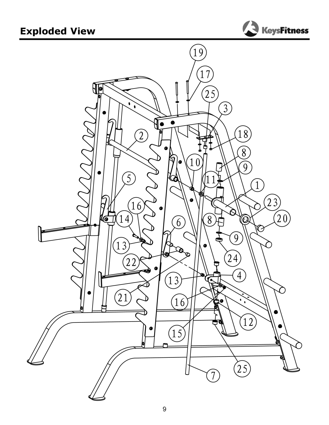 Keys Fitness KF-HCS owner manual Exploded View 