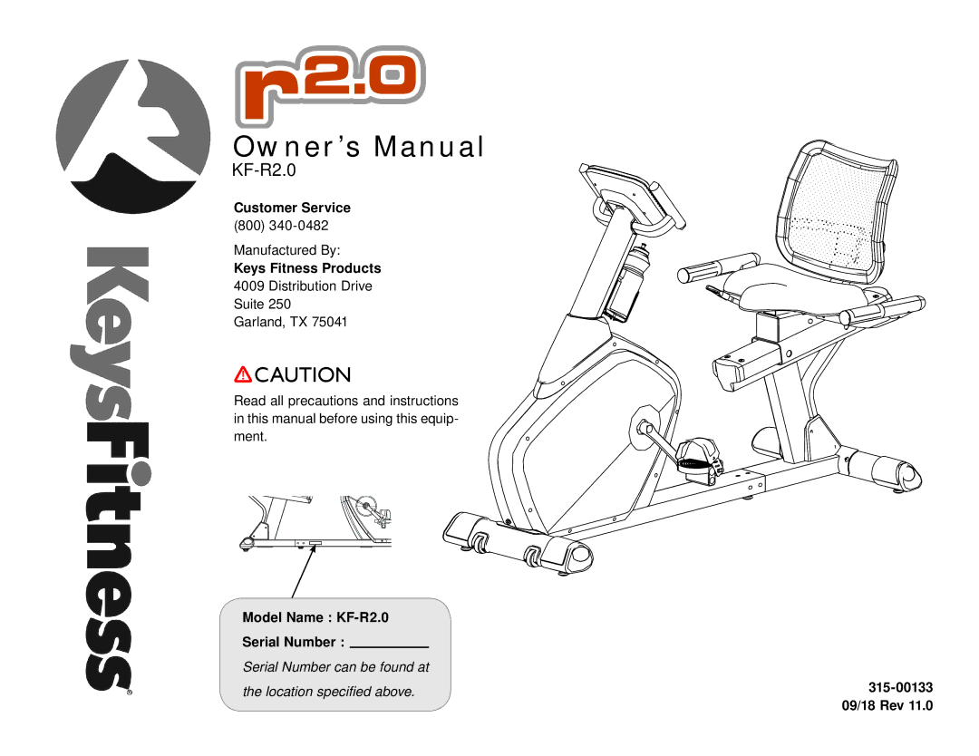 Keys Fitness KF-R2.0 owner manual 