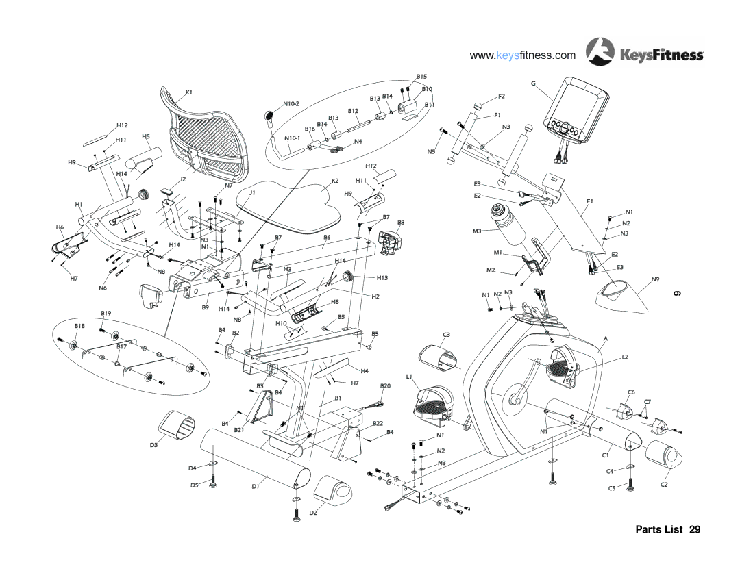 Keys Fitness KF-R2.0 owner manual Parts List 