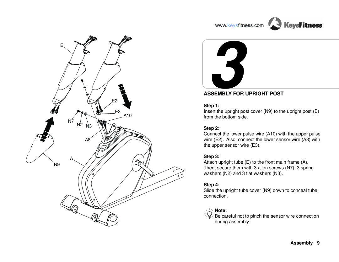 Keys Fitness KF-R2.0 owner manual Assembly for Upright Post 