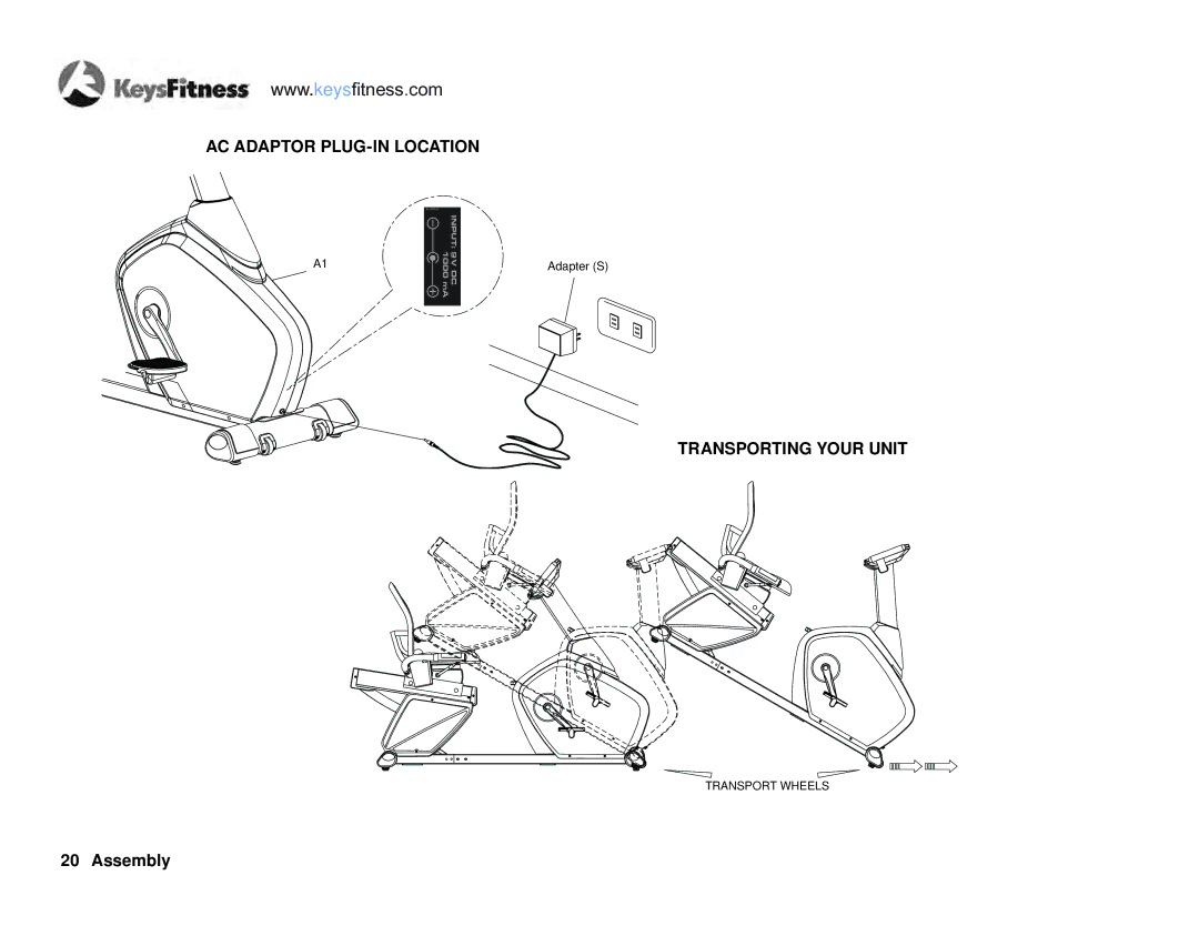 Keys Fitness KF-R4.0 owner manual AC Adaptor PLUG-IN Location 