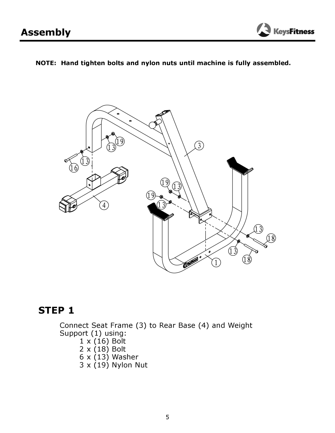 Keys Fitness KF-SPC owner manual Assembly, Step 