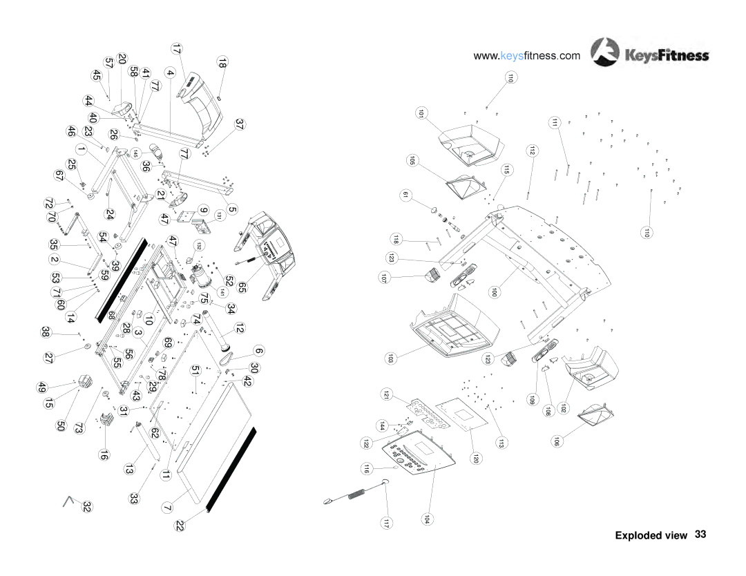 Keys Fitness KF-T6.0 owner manual View, 145 141 132 