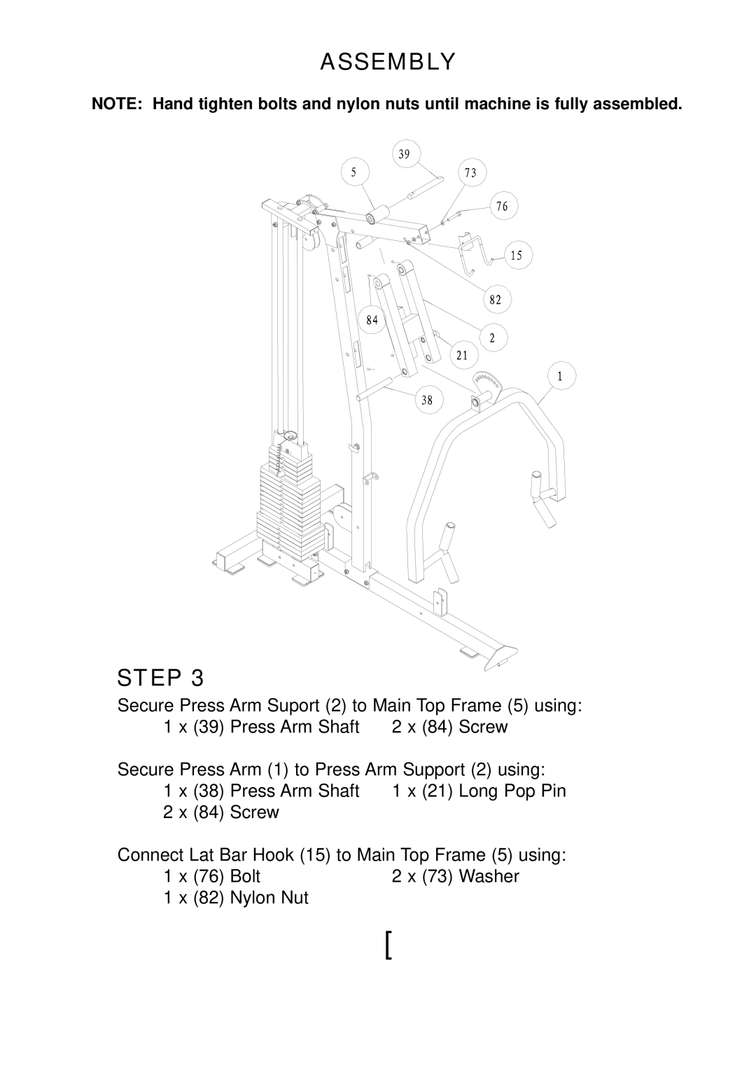 Keys Fitness KPS-1500 manual Assembly Step 