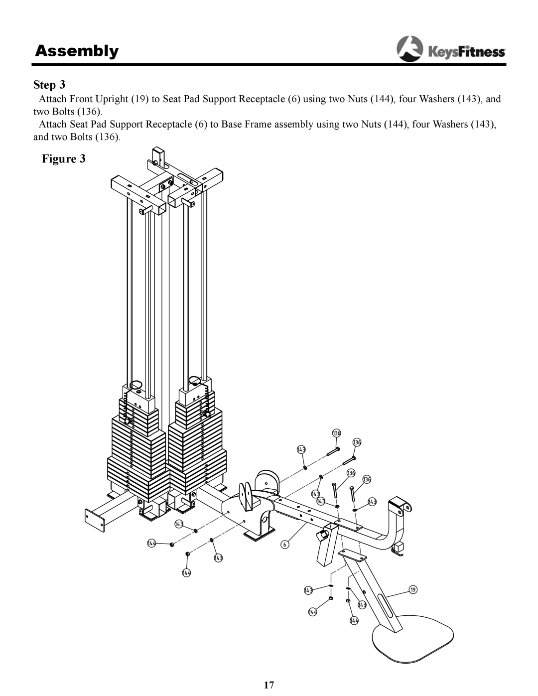 Keys Fitness KPS-2050 owner manual Assembly 