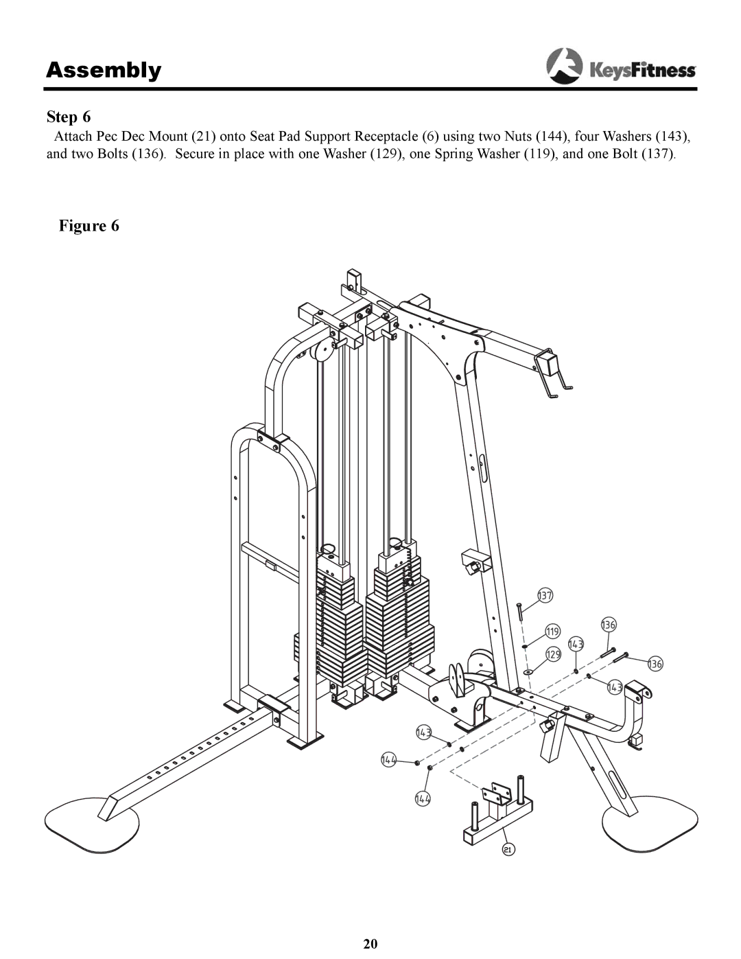 Keys Fitness KPS-2050 owner manual Assembly 