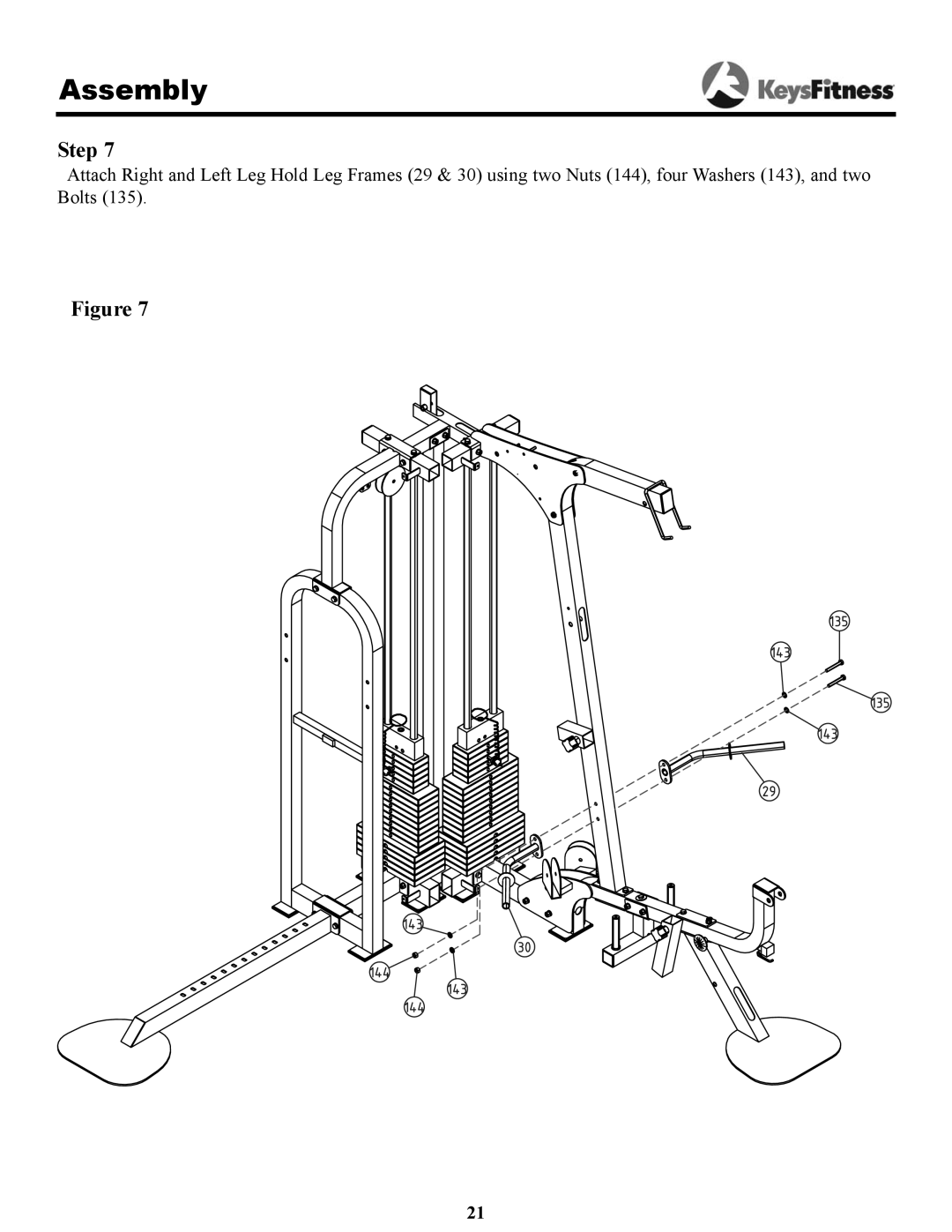 Keys Fitness KPS-2050 owner manual Assembly 