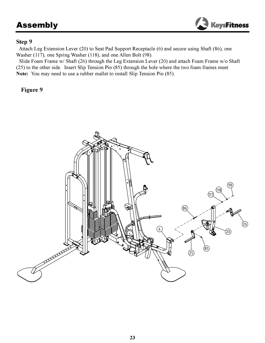 Keys Fitness KPS-2050 owner manual Assembly 