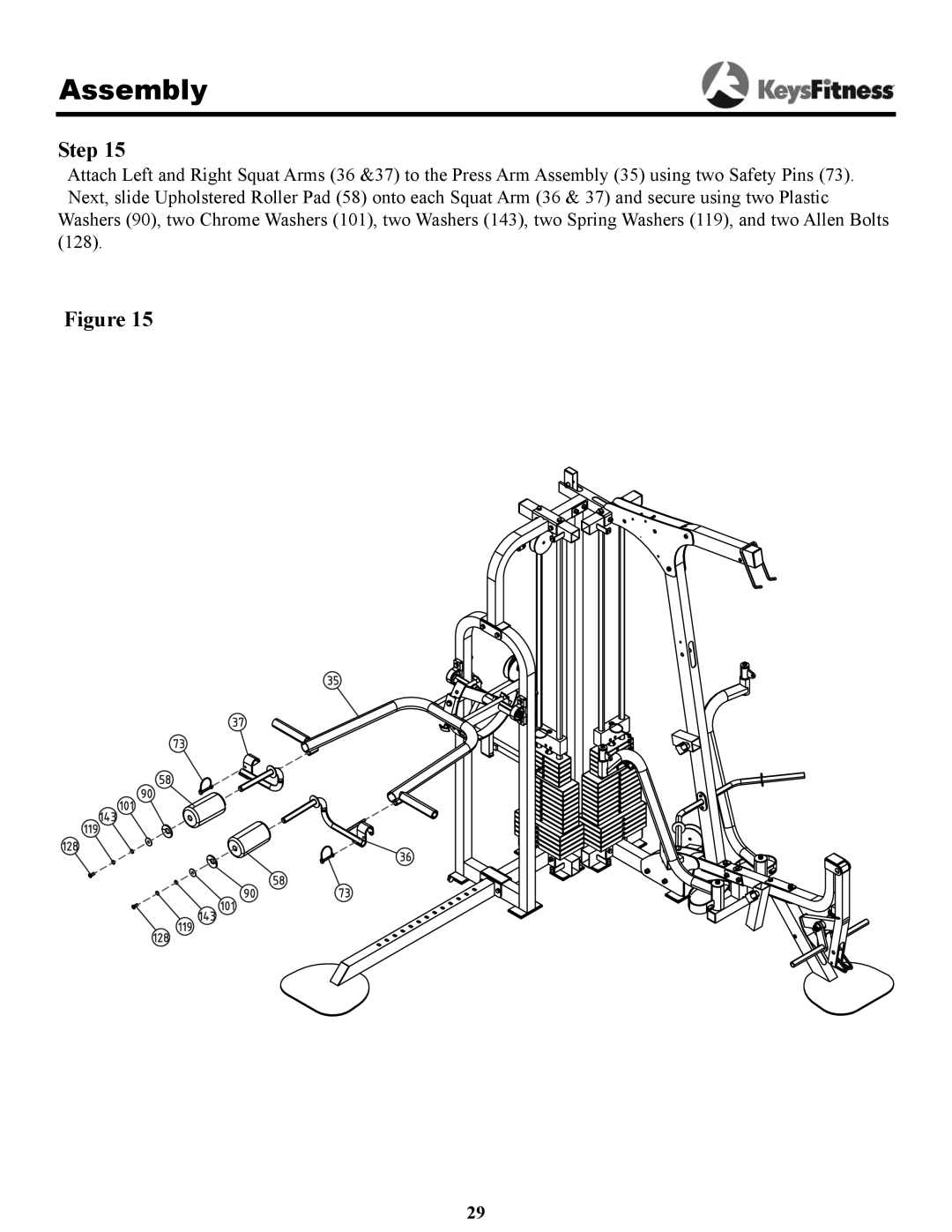 Keys Fitness KPS-2050 owner manual Assembly 