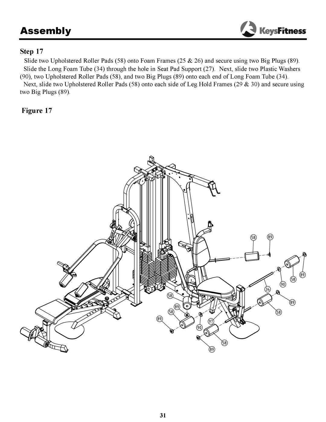 Keys Fitness KPS-2050 owner manual Assembly 