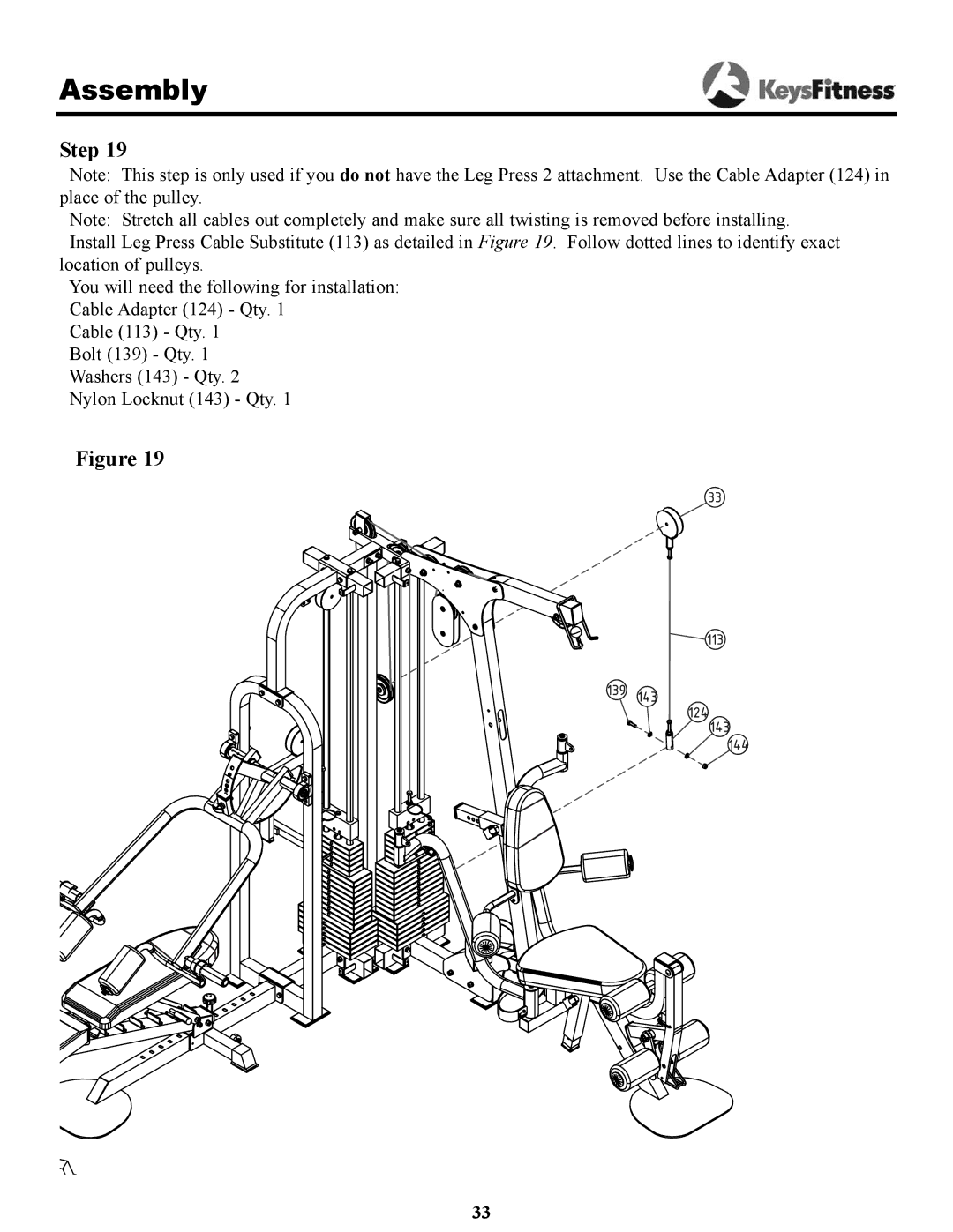 Keys Fitness KPS-2050 owner manual Assembly 