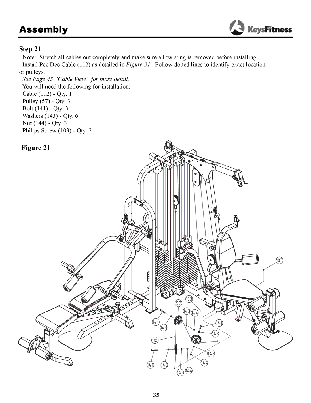 Keys Fitness KPS-2050 owner manual Pulleys 