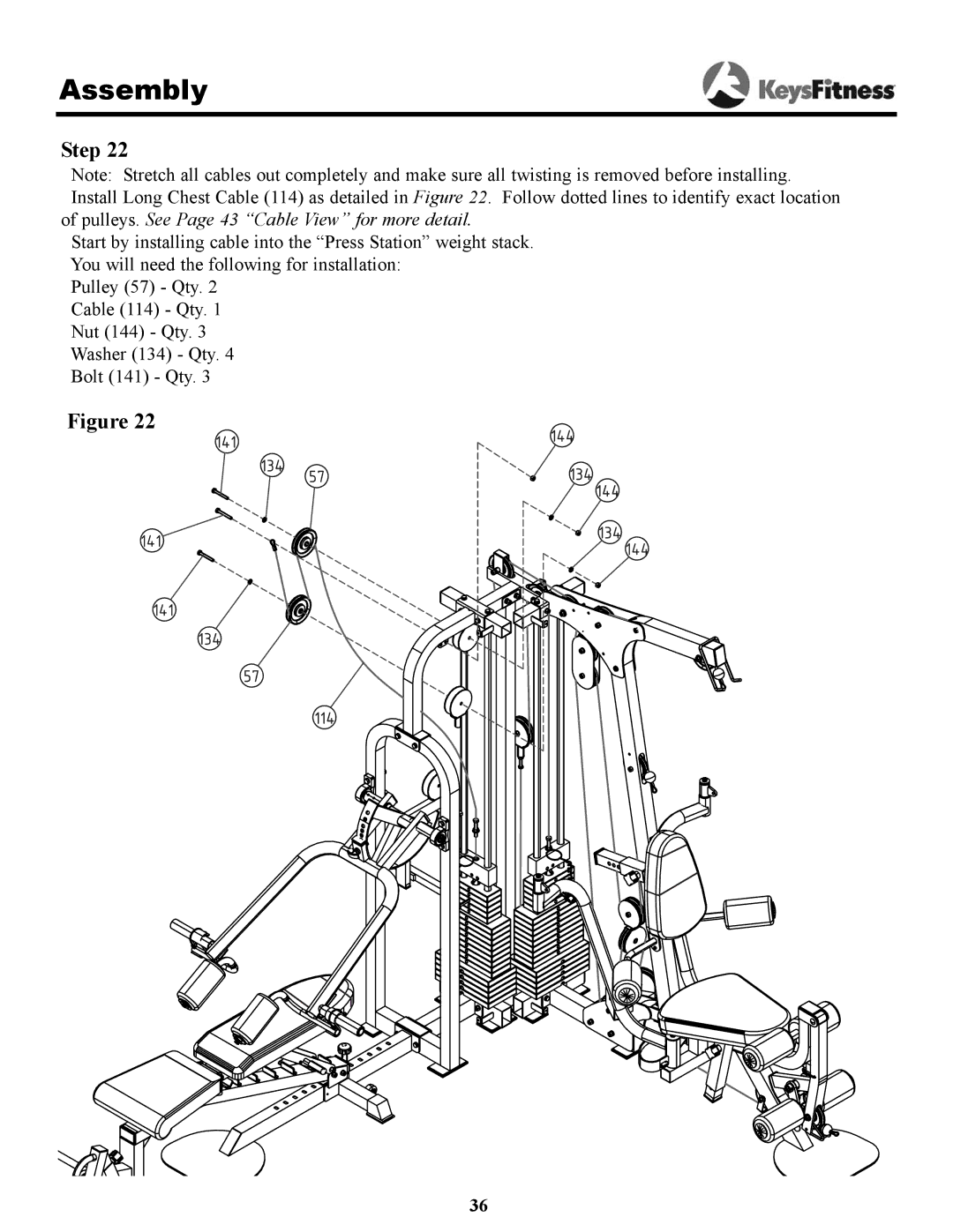 Keys Fitness KPS-2050 owner manual Assembly 