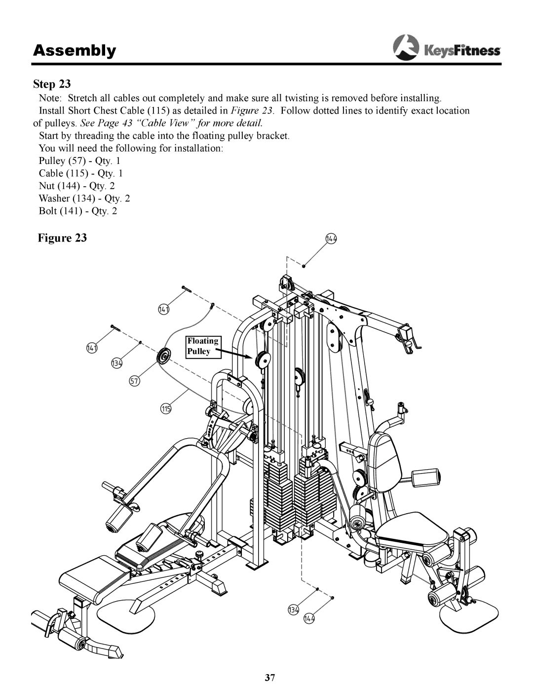 Keys Fitness KPS-2050 owner manual Floating Pulley 