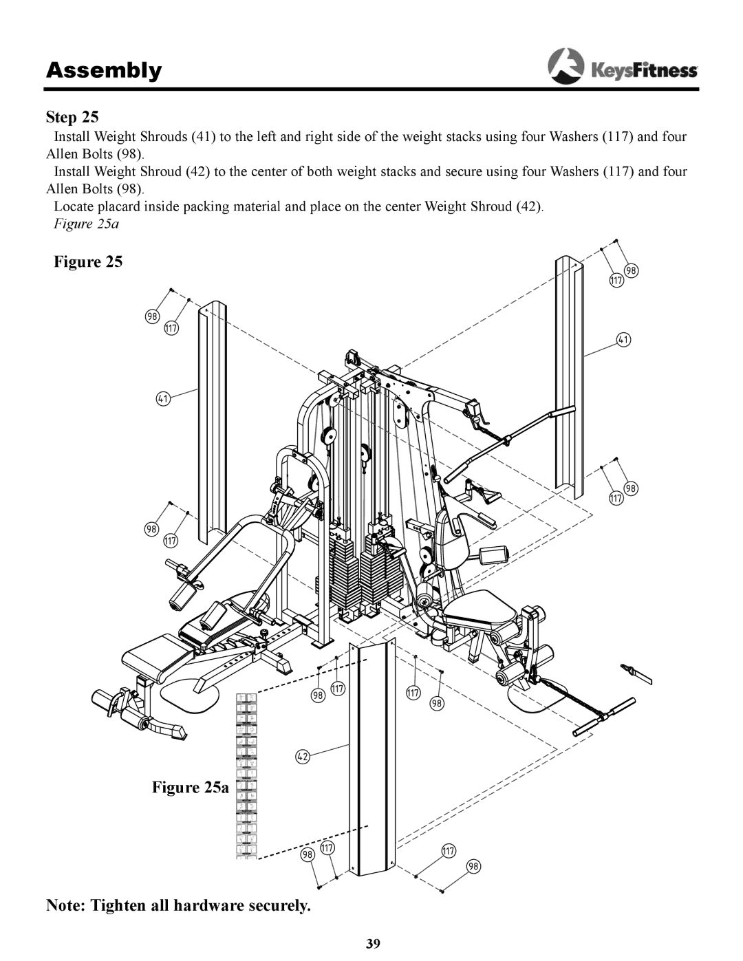 Keys Fitness KPS-2050 owner manual Assembly 