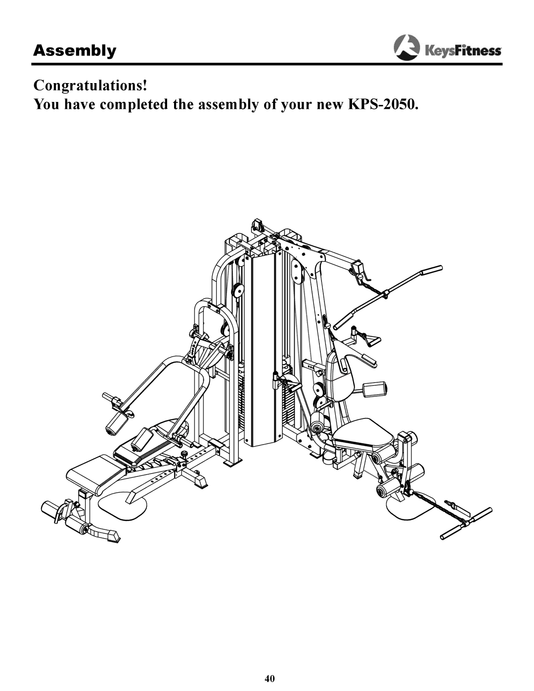 Keys Fitness KPS-2050 owner manual Assembly 