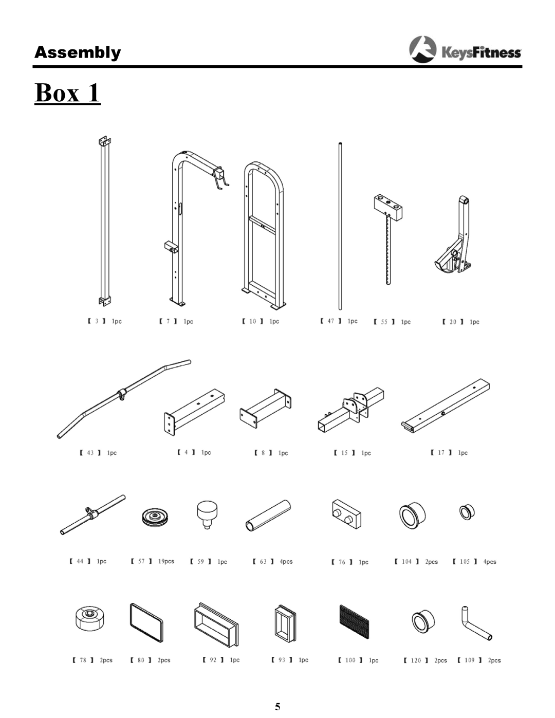 Keys Fitness KPS-2050 owner manual Assembly 