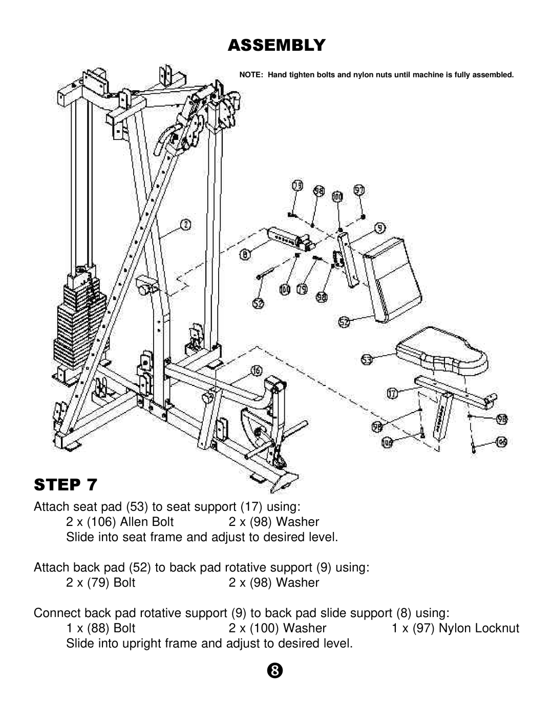 Keys Fitness KPS-CG owner manual Washer 