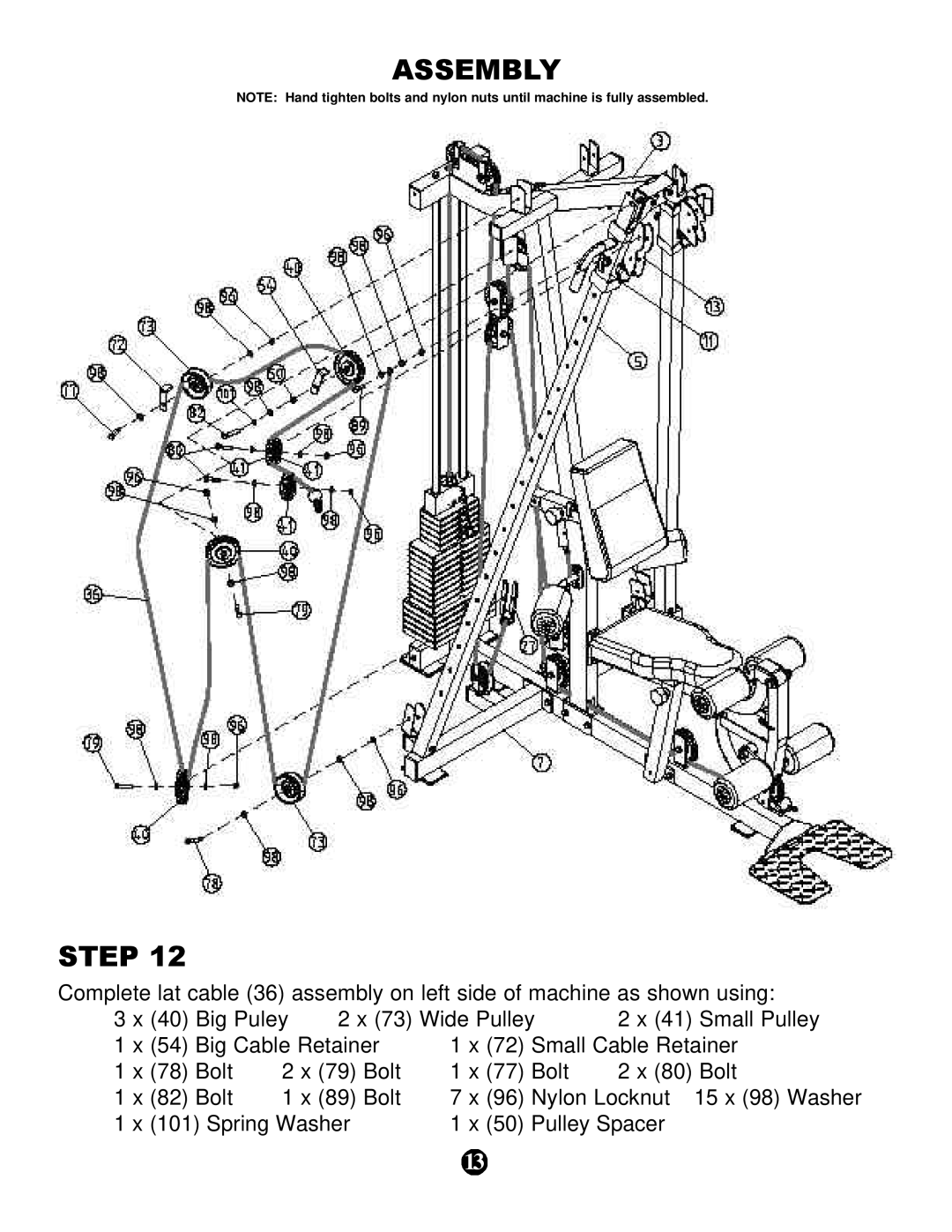 Keys Fitness KPS-CG owner manual Spring Washer 50 Pulley Spacer 