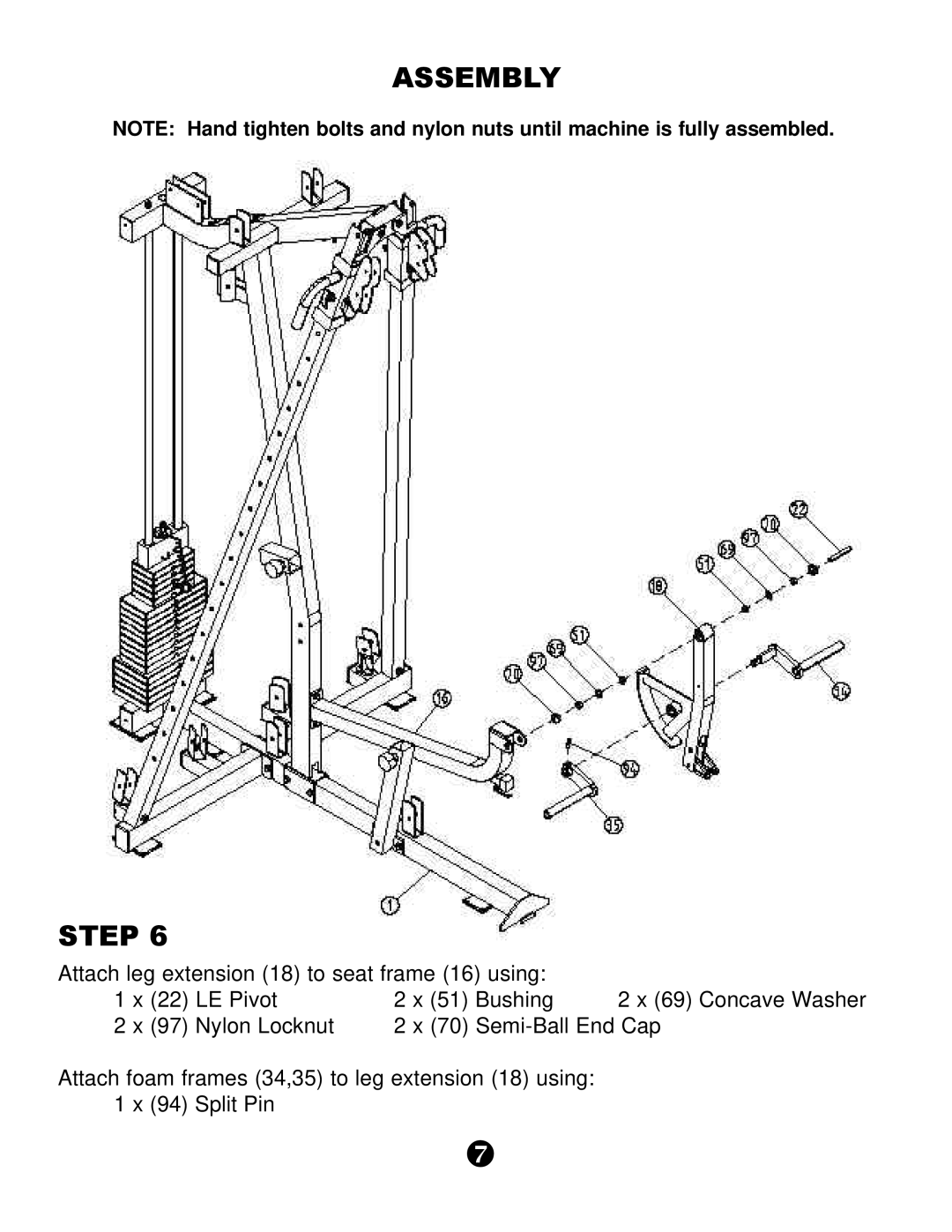 Keys Fitness KPS-CG owner manual Concave Washer 