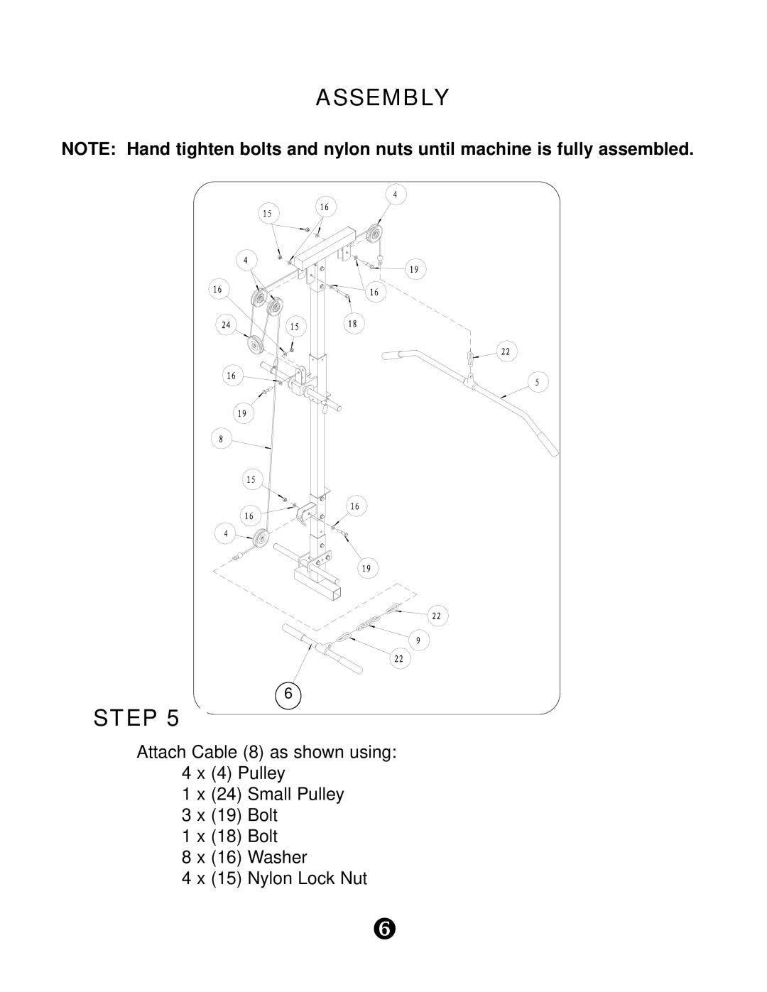 Keys Fitness KPS-LATA manual Assembly Step 