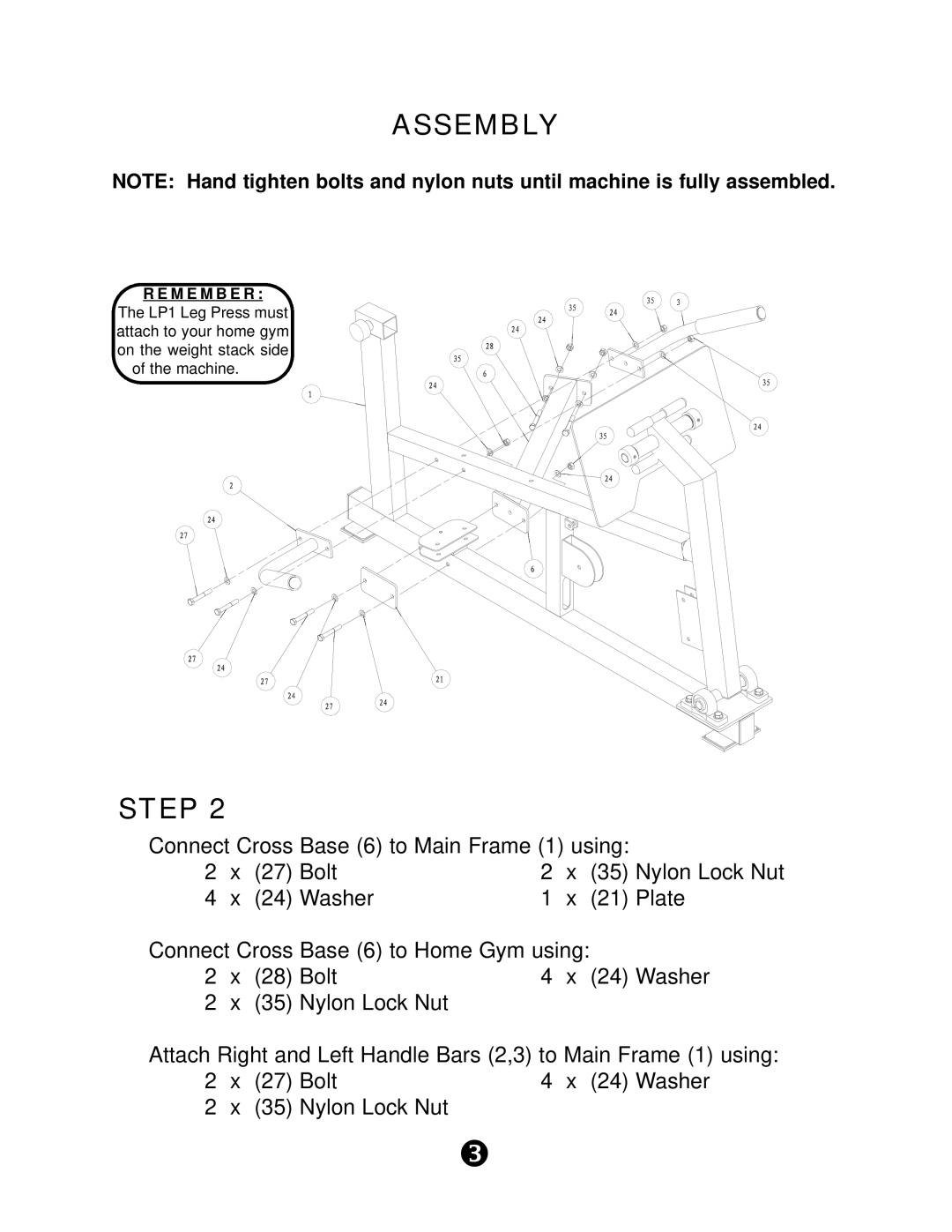 Keys Fitness KPS-LP1 manual Assembly 