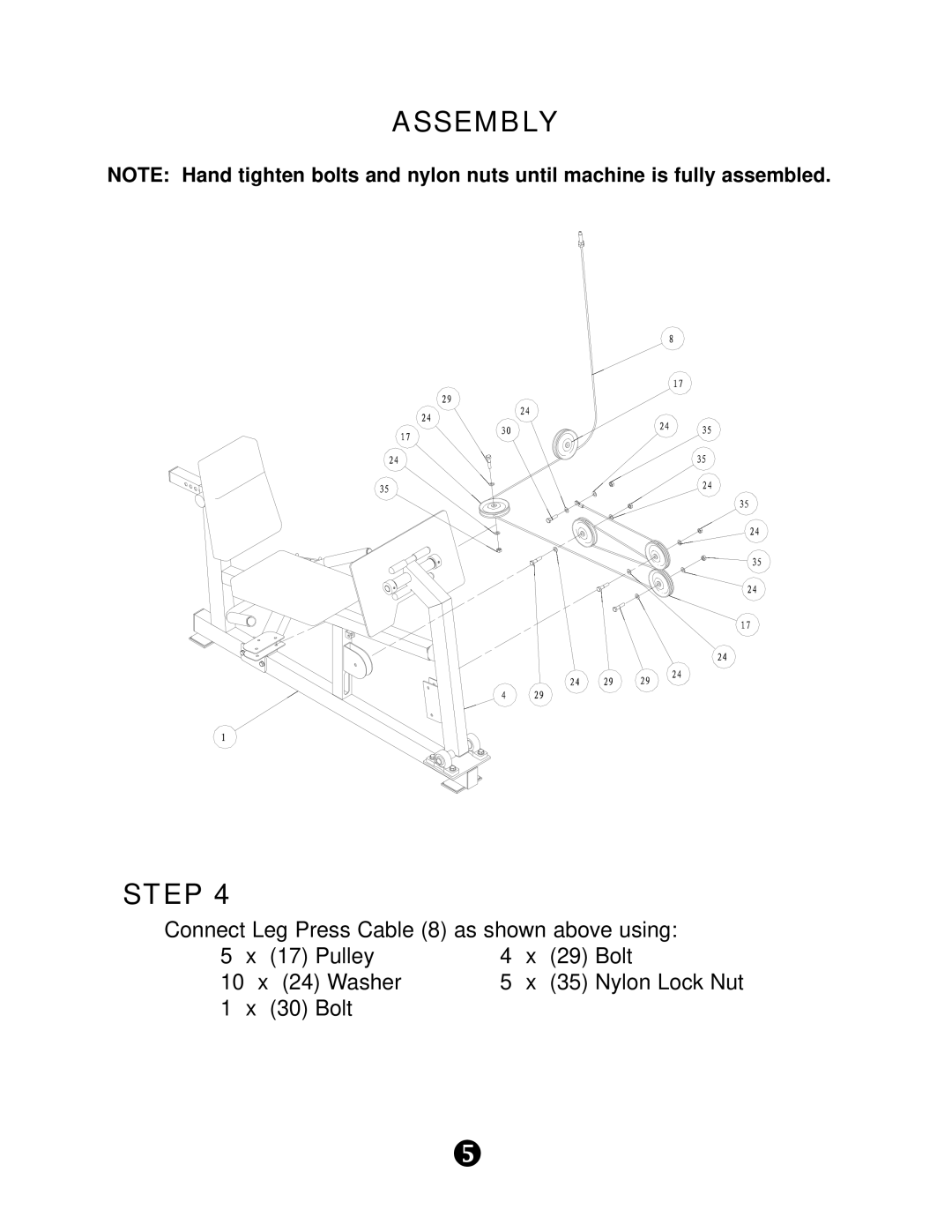 Keys Fitness KPS-LP1 manual Assembly Step 