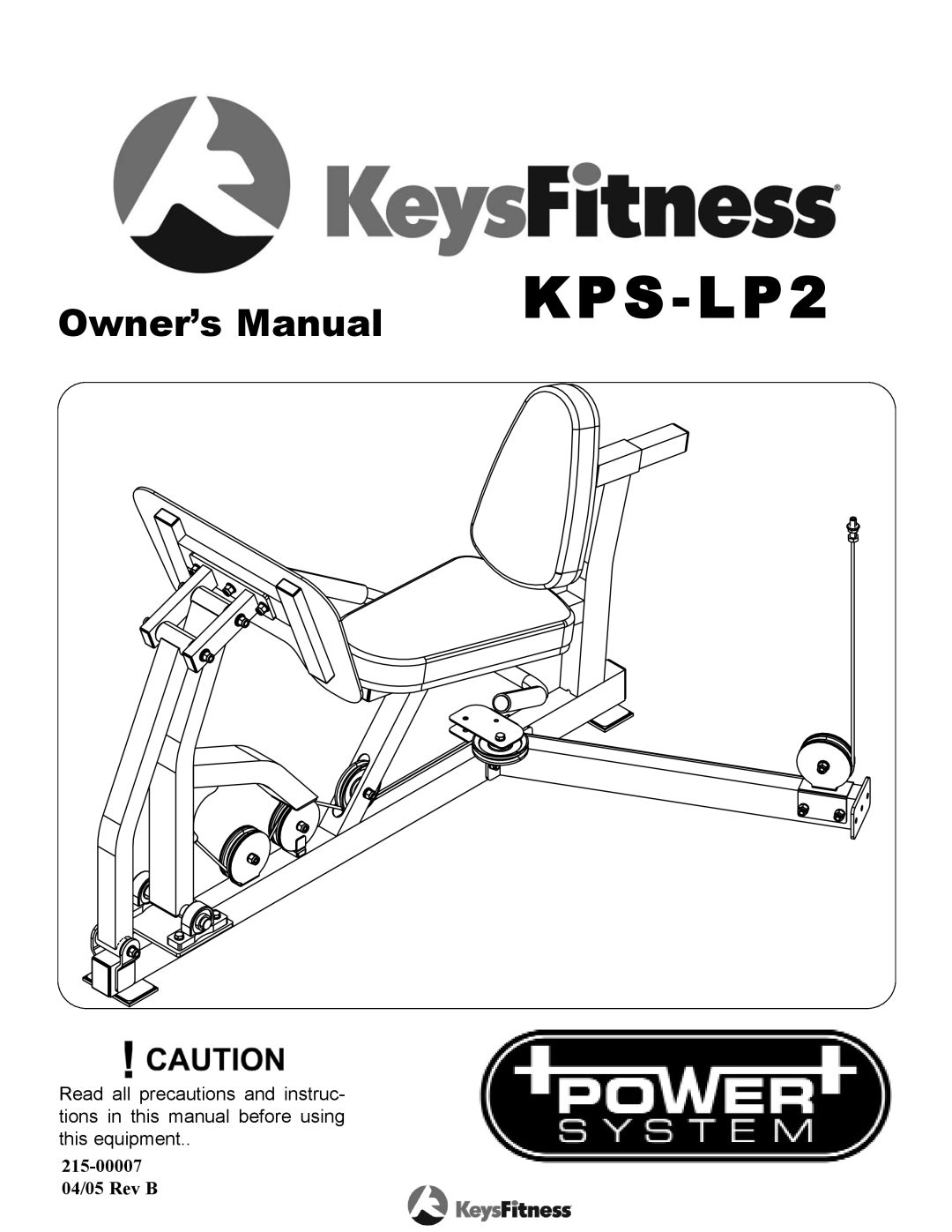 Keys Fitness KPS-LP2 owner manual 