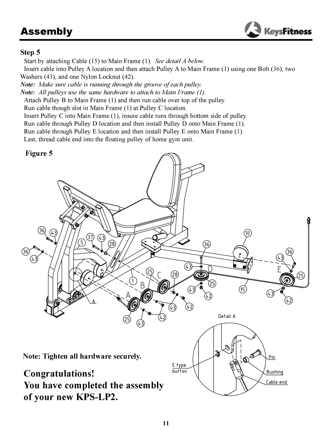 Keys Fitness KPS-LP2 owner manual Assembly 