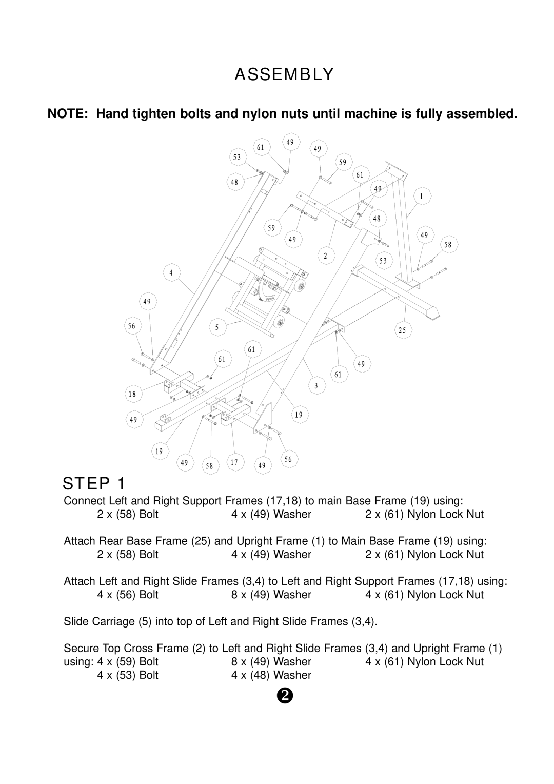 Keys Fitness KPS-LPHS manual Assembly Step 