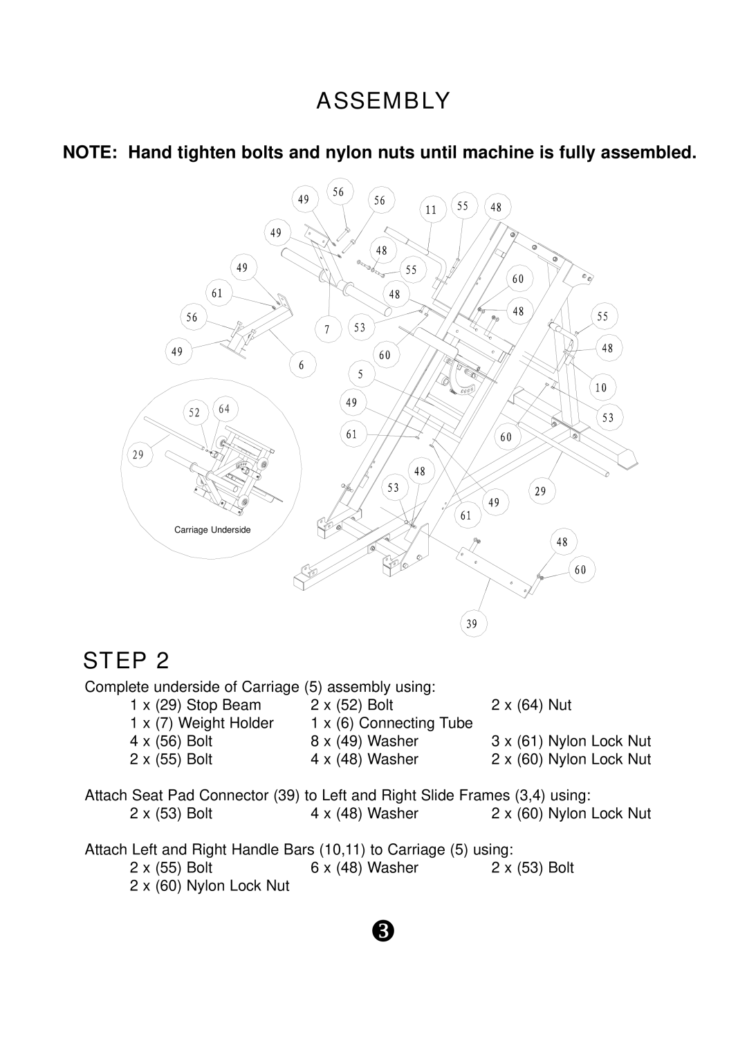 Keys Fitness KPS-LPHS manual Assembly 