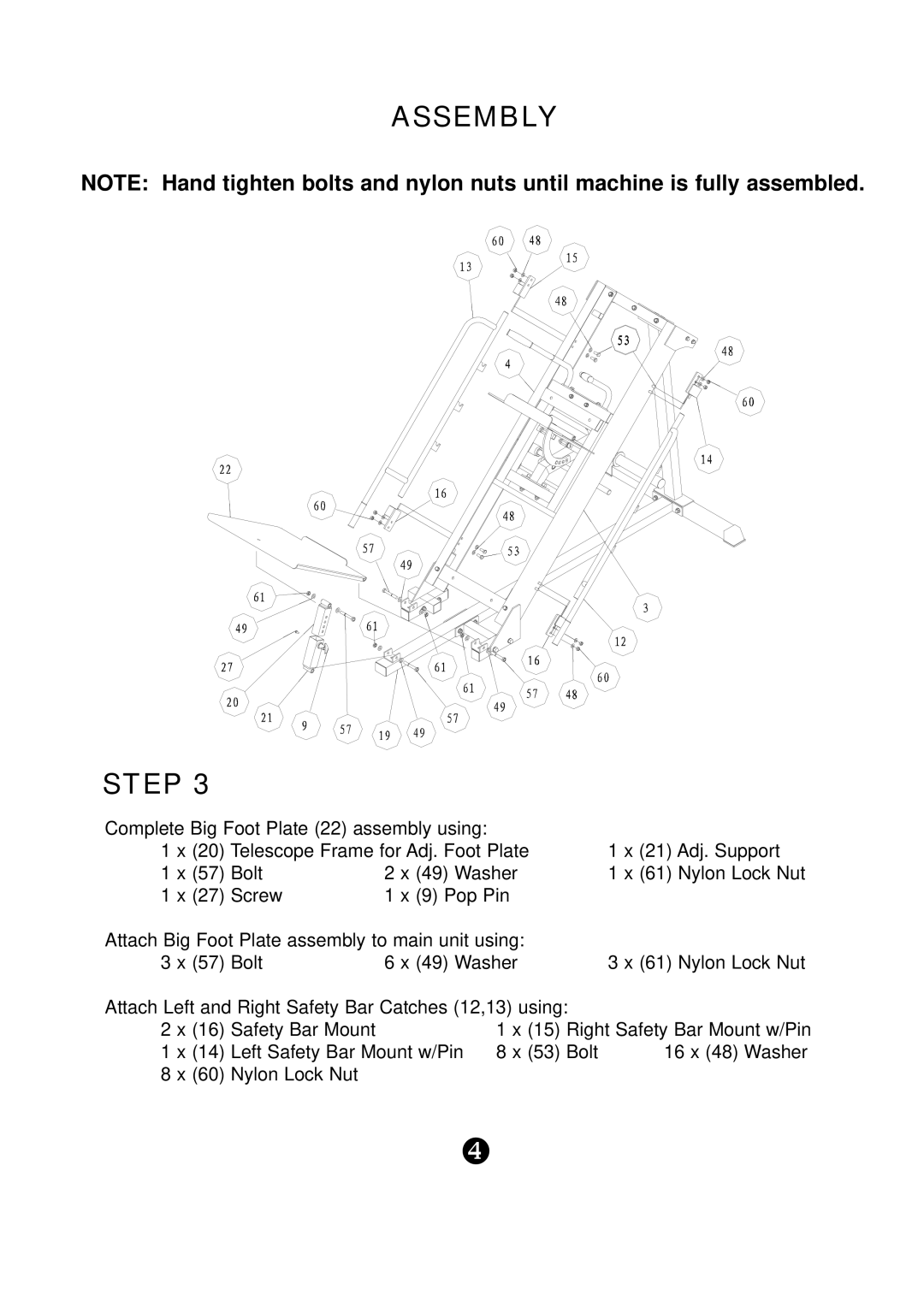 Keys Fitness KPS-LPHS manual Assembly Step 