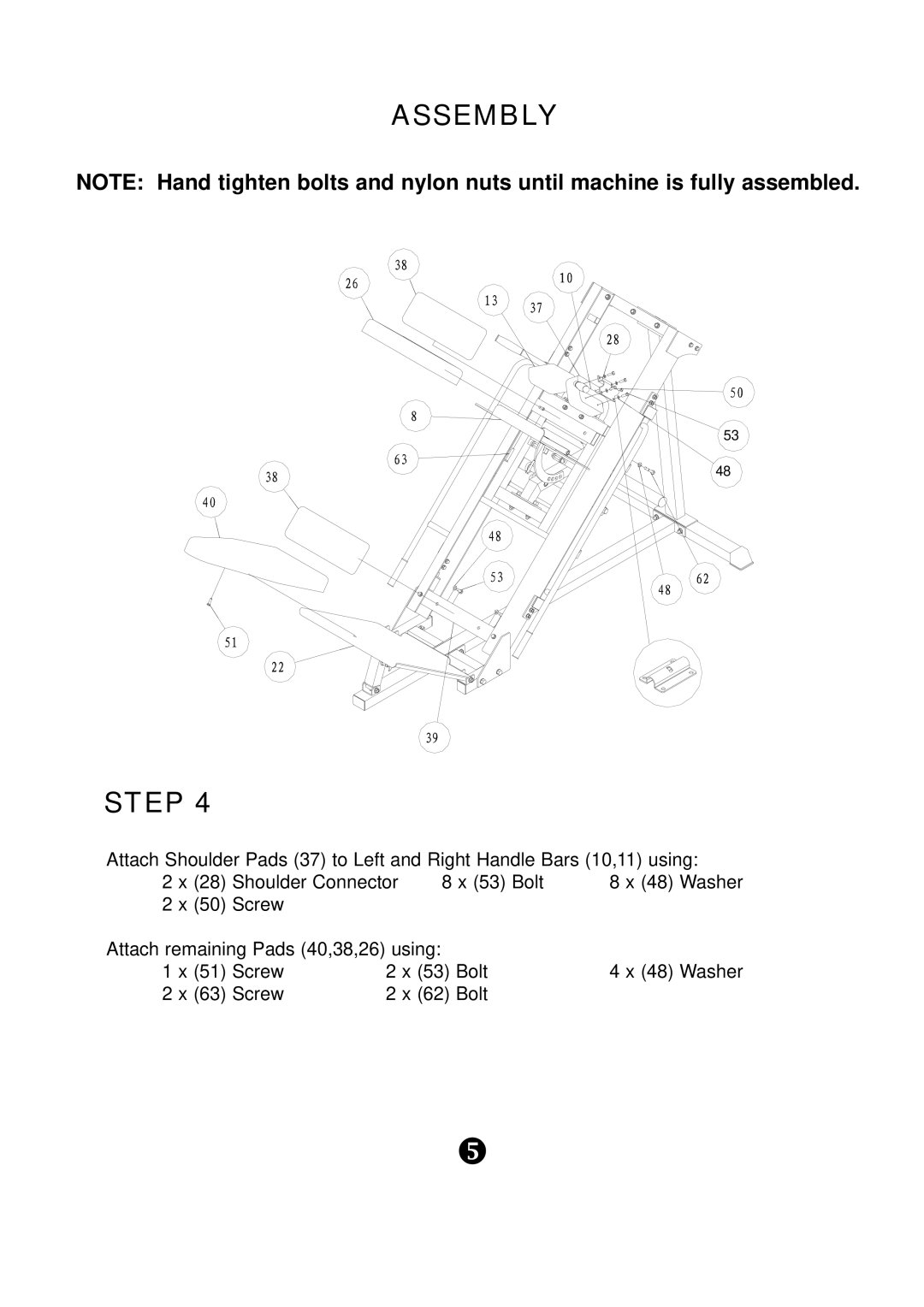 Keys Fitness KPS-LPHS manual Assembly Step 