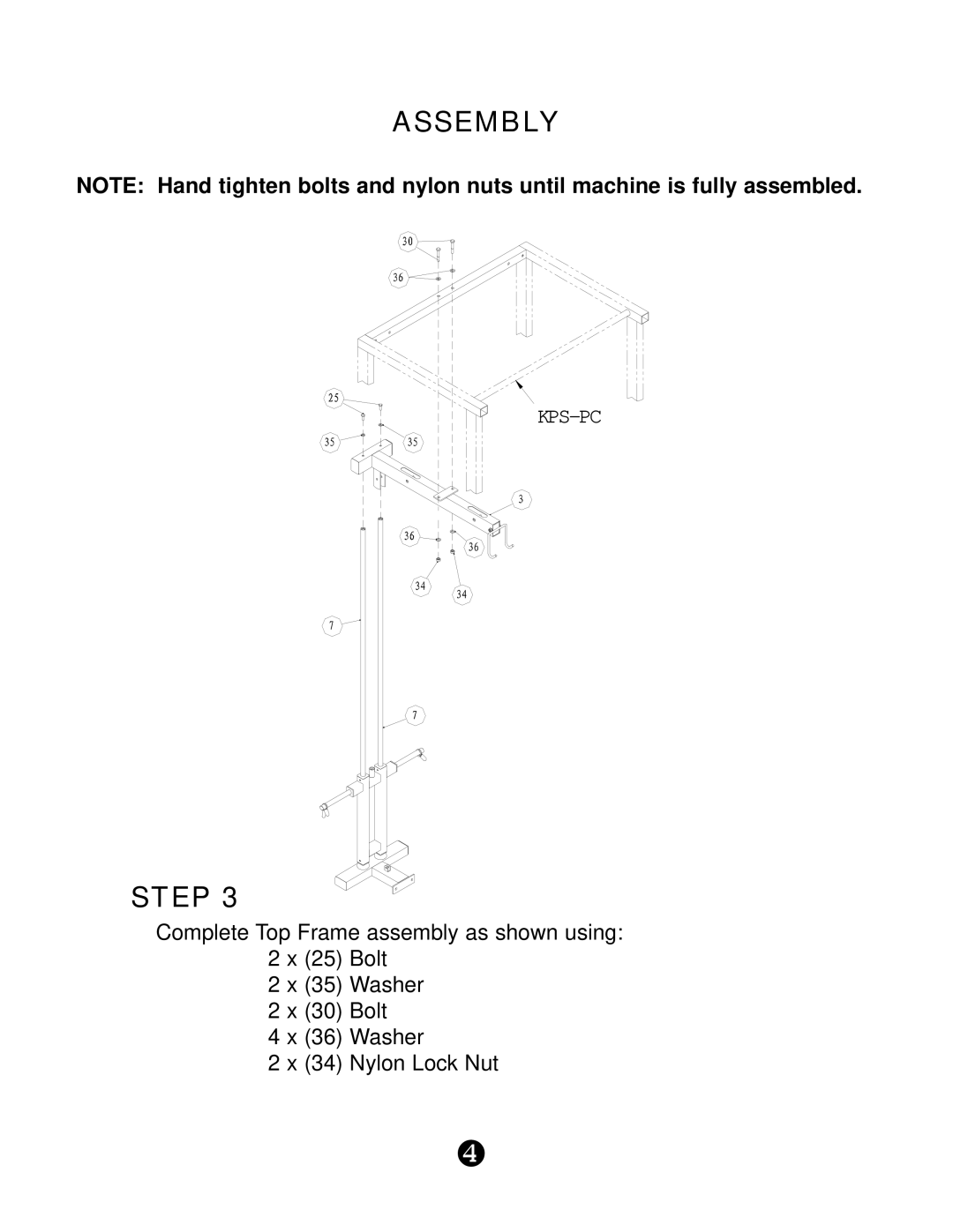 Keys Fitness KPS-PCL manual Assembly 