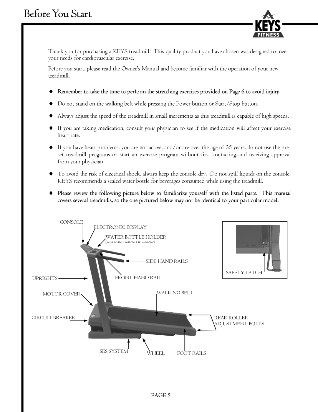 Keys Fitness MS1200GT, MS3200GT owner manual Before You Start 