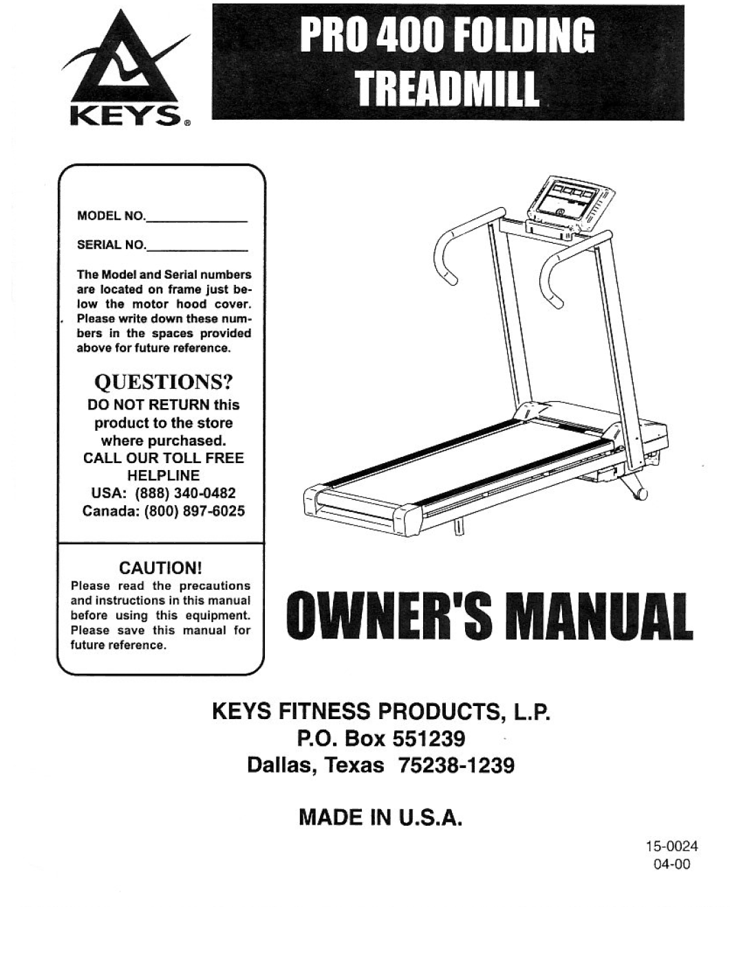 Keys Fitness PRO 400 manual 