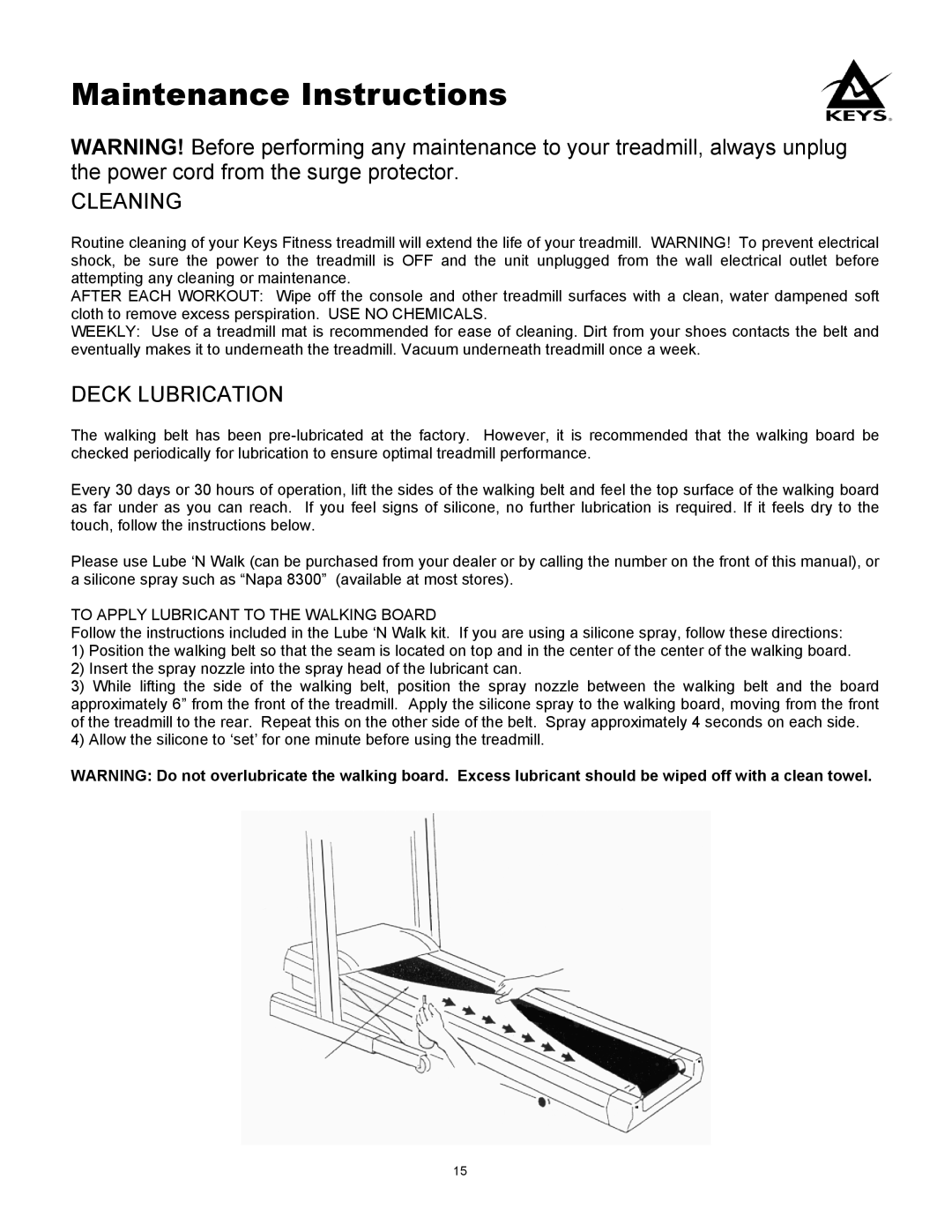 Keys Fitness PRO 450, PRO 550 owner manual Maintenance Instructions, Cleaning 