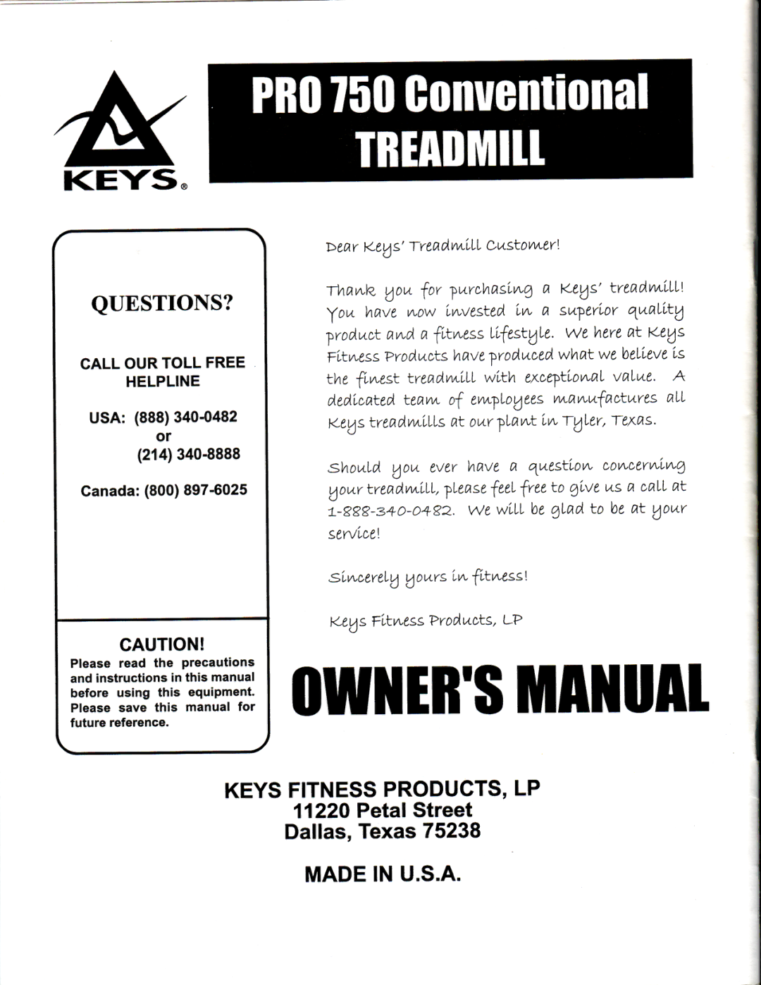 Keys Fitness PRO 750 manual 