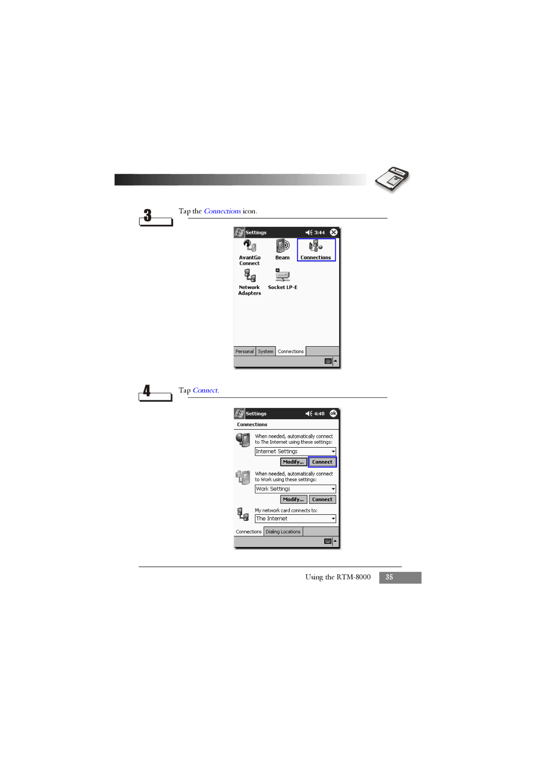 Keys Fitness RTM-8000 owner manual Tap Connect 