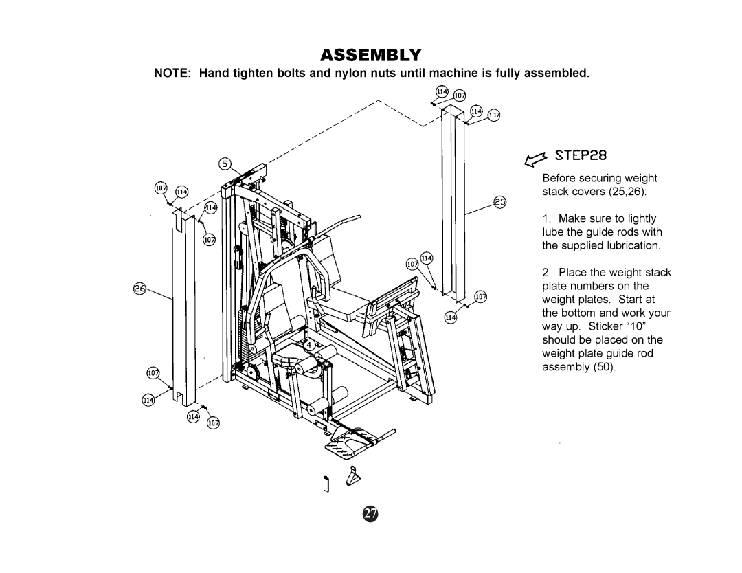 Keys Fitness ST-1000 manual Assembly 