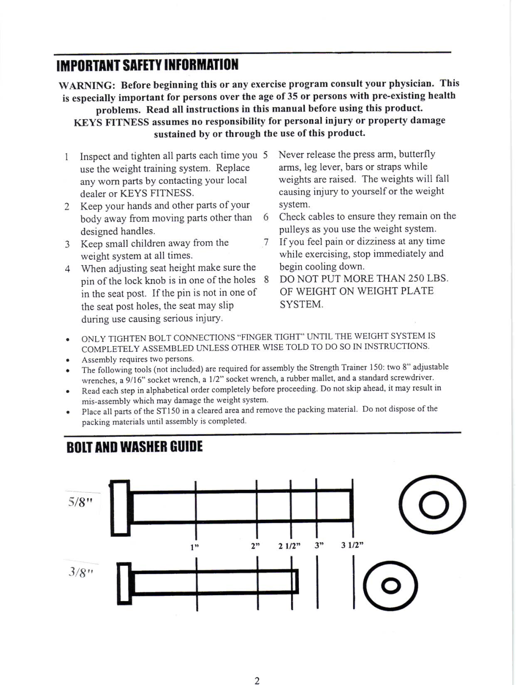 Keys Fitness ST-150 manual 