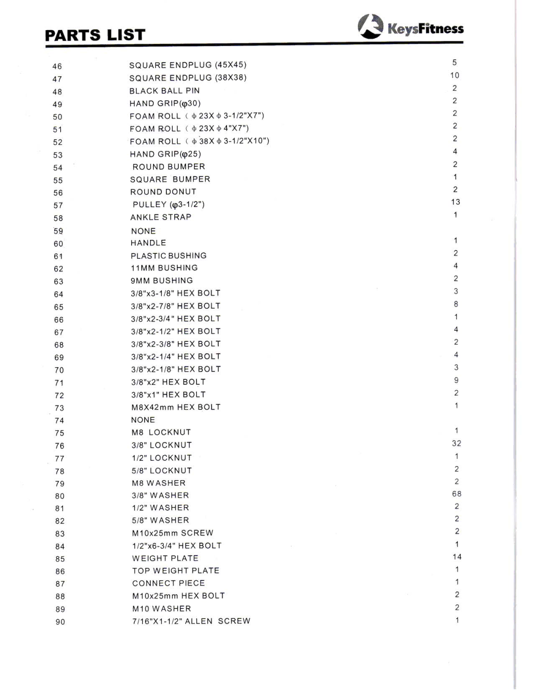 Keys Fitness ST-205 manual 