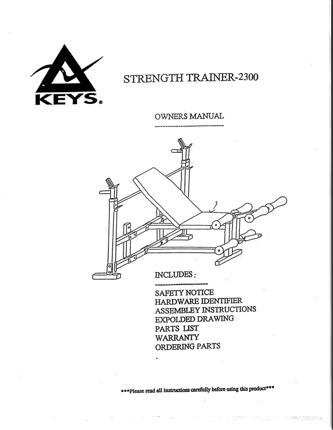 Keys Fitness ST-2300L manual 