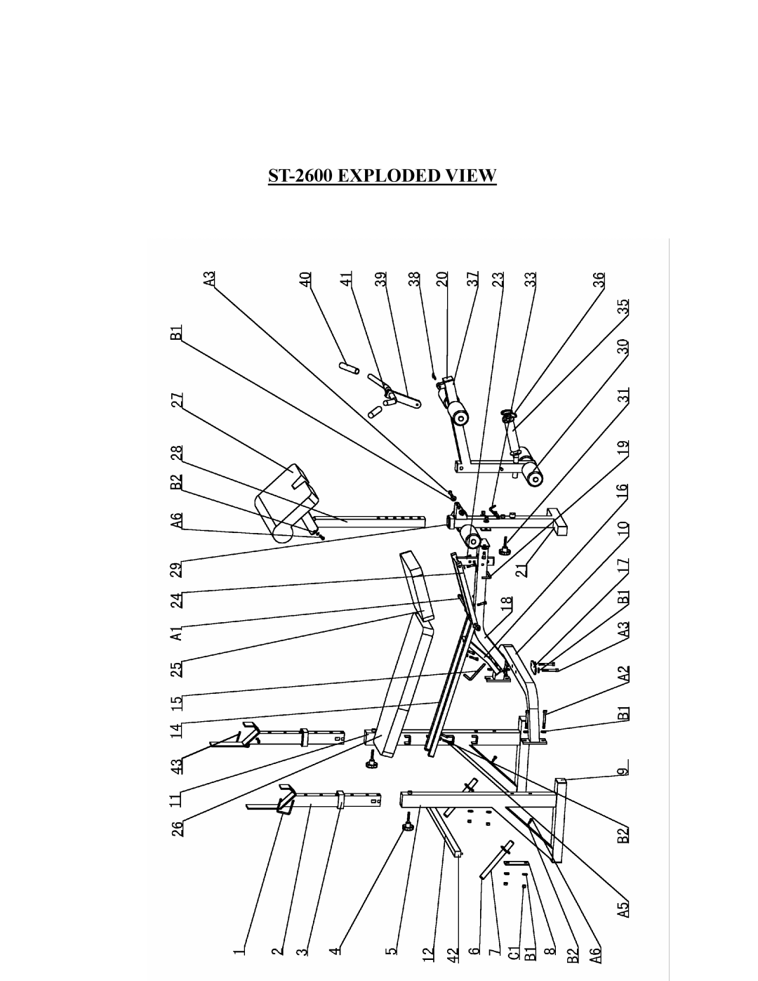 Keys Fitness owner manual ST-2600 Exploded View 