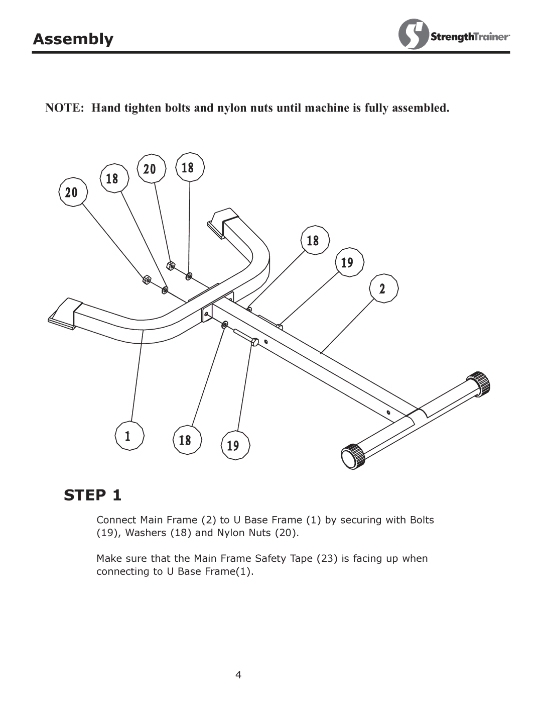 Keys Fitness ST-45 owner manual Assembly, Step 